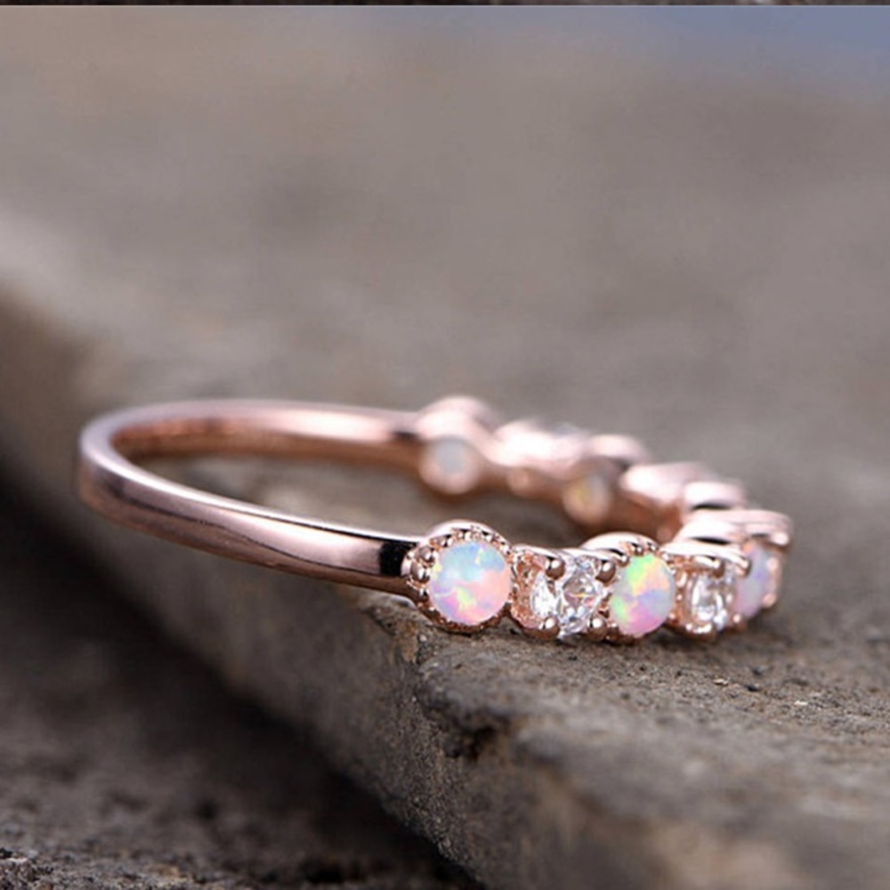 Rose Gold Opal Fire Stone Ring - Picture 5 of 5